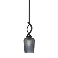 Cavella 1 Light Stem Mini Pendant Shown In Matte Black Finish With 5