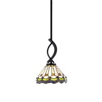 Cavella 1 Light Stem Mini Pendant Shown In Matte Black Finish With 7