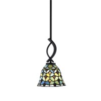 Cavella 1 Light Stem Mini Pendant Shown In Matte Black Finish With 7