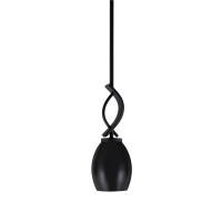 Cavella 1 Light Stem Mini Pendant Shown In Matte Black Finish With 5