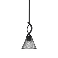 Cavella 1 Light Stem Mini Pendant Shown In Matte Black Finish With 7