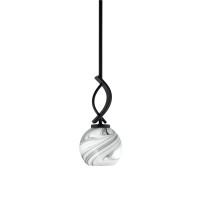 Cavella 1 Light Stem Mini Pendant Shown In Matte Black Finish With 5.75