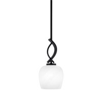 Cavella 1 Light Stem Mini Pendant Shown In Matte Black Finish With 6