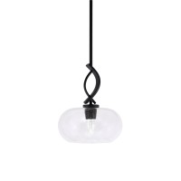 Cavella 1 Light Stem Mini Pendant Shown In Matte Black Finish With 10