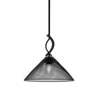 Cavella 1 Light Stem Mini Pendant Shown In Matte Black Finish With 14