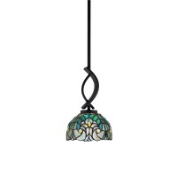 Cavella 1 Light Stem Mini Pendant Shown In Matte Black Finish With 7