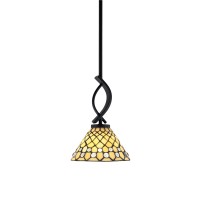 Cavella 1 Light Stem Mini Pendant Shown In Matte Black Finish With 7