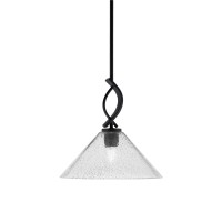 Cavella 1 Light Stem Mini Pendant Shown In Matte Black Finish With 12