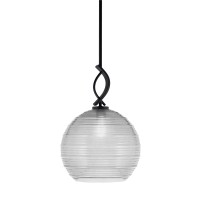 Cavella 1 Light Stem Mini Pendant Shown In Matte Black Finish With 12