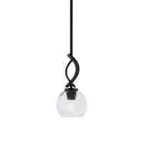 Cavella 1 Light Stem Mini Pendant Shown In Matte Black Finish With 5.75