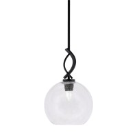 Cavella 1 Light Stem Mini Pendant Shown In Matte Black Finish With 9.5