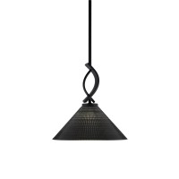 Cavella 1 Light Stem Mini Pendant Shown In Matte Black Finish With 12