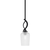 Cavella 1 Light Stem Mini Pendant Shown In Matte Black Finish With 5