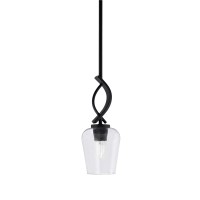 Cavella 1 Light Stem Mini Pendant Shown In Matte Black Finish With 5