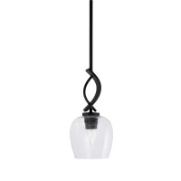 Cavella 1 Light Stem Mini Pendant Shown In Matte Black Finish With 6