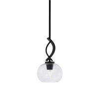 Cavella 1 Light Stem Mini Pendant Shown In Matte Black Finish With 7