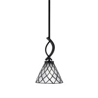 Cavella 1 Light Stem Mini Pendant Shown In Matte Black Finish With 7