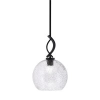 Cavella 1 Light Stem Mini Pendant Shown In Matte Black Finish With 9.5