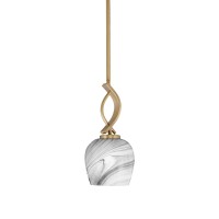 Cavella 1 Light Stem Mini Pendant Shown In New Age Brass Finish With 6