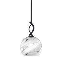 Cavella 1 Light Stem Mini Pendant Shown In Matte Black Finish With 9.5