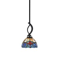 Cavella 1 Light Stem Mini Pendant Shown In Matte Black Finish With 7