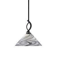 Cavella 1 Light Stem Mini Pendant Shown In Matte Black Finish With 12