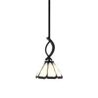 Cavella 1 Light Stem Mini Pendant Shown In Matte Black Finish With 7