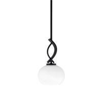 Cavella 1 Light Stem Mini Pendant Shown In Matte Black Finish With 7