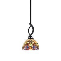 Cavella 1 Light Stem Mini Pendant Shown In Matte Black Finish With 7