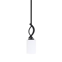 Cavella 1 Light Stem Mini Pendant Shown In Matte Black Finish With 4