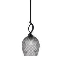 Cavella 1 Light Stem Mini Pendant Shown In Matte Black Finish With 7.5