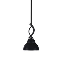 Cavella 1 Light Stem Mini Pendant Shown In Matte Black Finish With 7