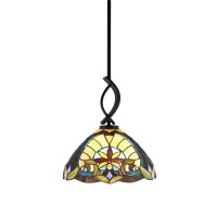 Cavella 1 Light Stem Mini Pendant Shown In Matte Black Finish With 12