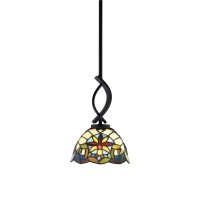 Cavella 1 Light Stem Mini Pendant Shown In Matte Black Finish With 7