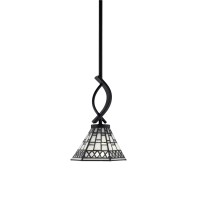 Cavella 1 Light Stem Mini Pendant Shown In Matte Black Finish With 7