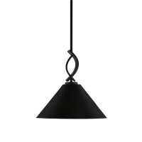 Cavella 1 Light Stem Mini Pendant Shown In Matte Black Finish With 14