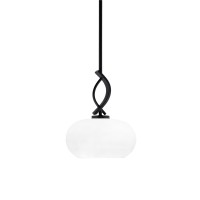 Cavella 1 Light Stem Mini Pendant Shown In Matte Black Finish With 10