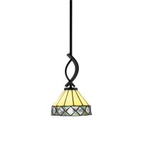 Cavella 1 Light Stem Mini Pendant Shown In Matte Black Finish With 7