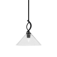 Cavella 1 Light Stem Mini Pendant Shown In Matte Black Finish With 12