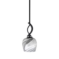 Cavella 1 Light Stem Mini Pendant Shown In Matte Black Finish With 6