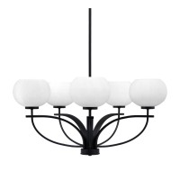 Cavella 5 Light Chandelier In Matte Black Finish With 7