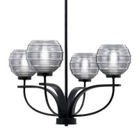 Cavella 4 Light Chandelier Shown In Matte Black Finish With 6