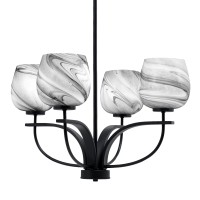 Cavella 4 Light Chandelier Shown In Matte Black Finish With 6