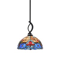 Cavella 1 Light Stem Mini Pendant Shown In Matte Black Finish With 12