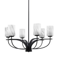 Cavella 6 Light Chandelier Shown In Matte Black Finish With 4