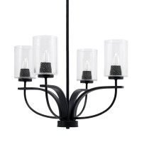 Cavella 4 Light Chandelier Shown In Matte Black Finish With 4