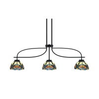 Cavella 3 Light Island Light Shown In Matte Black Finish With 7