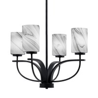 Cavella 4 Light Chandelier Shown In Matte Black Finish With 4