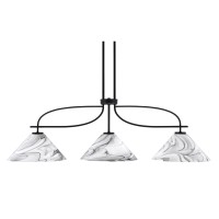 Cavella 3 Light Island Light Shown In Matte Black Finish With 12