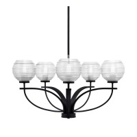 Cavella 5 Light Chandelier In Matte Black Finish With 6